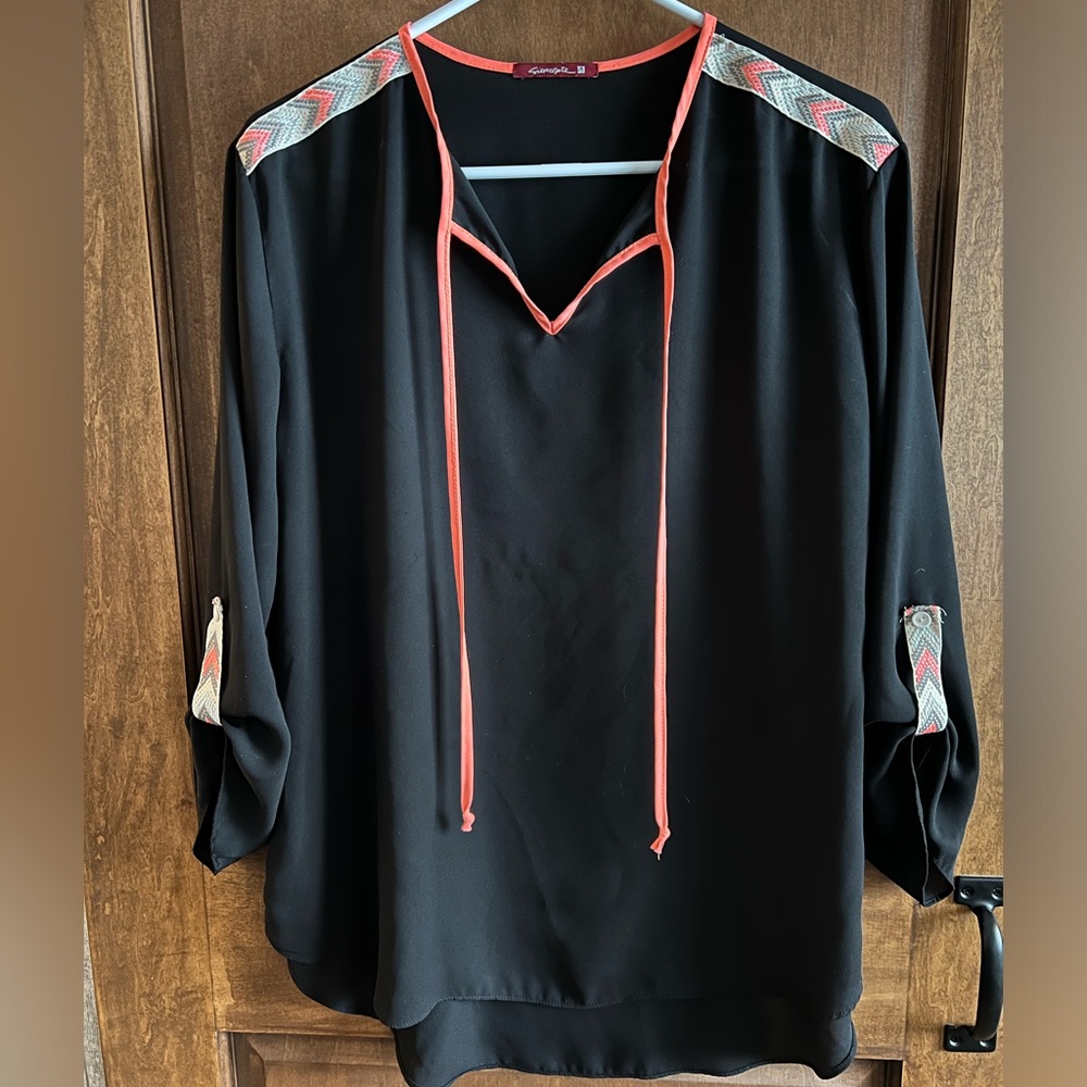Large black and pink Aztec blouse